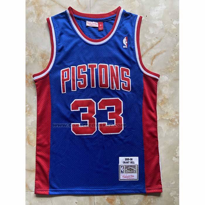 Maglia Detroit Pistons Grant Hill No 33 Mitchell & Ness 1995-96 Blu